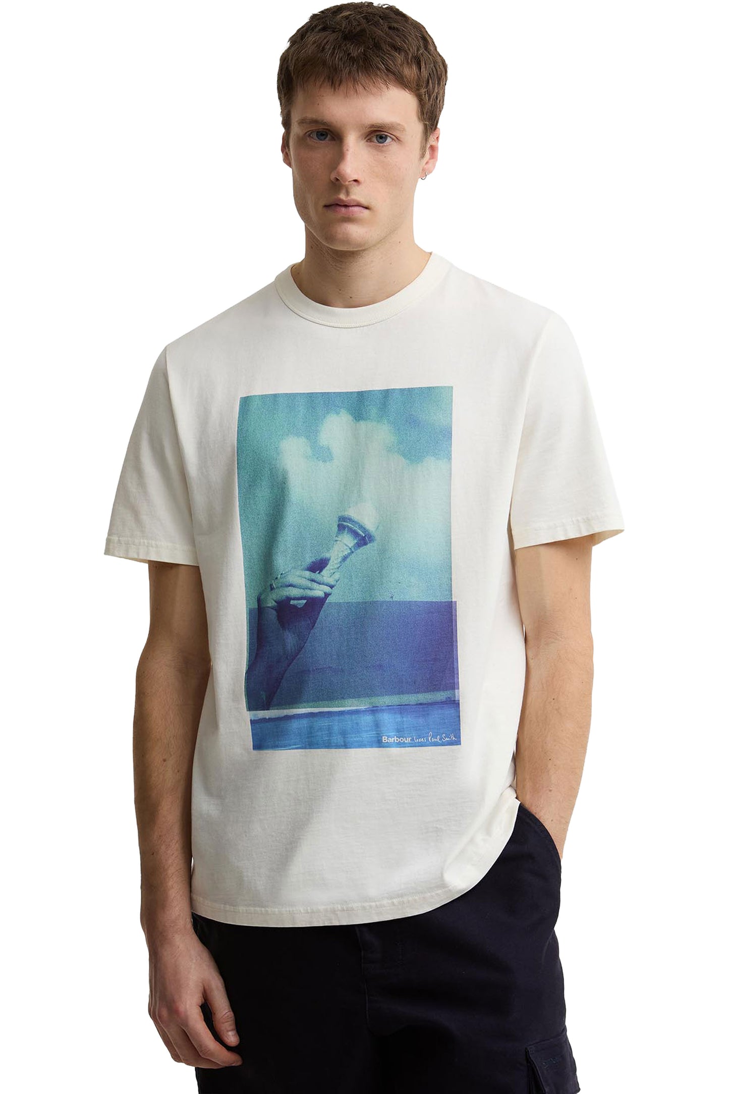BARBOUR X PAUL SMITH SCOOP T-SHIRT WHISPER WHITE
