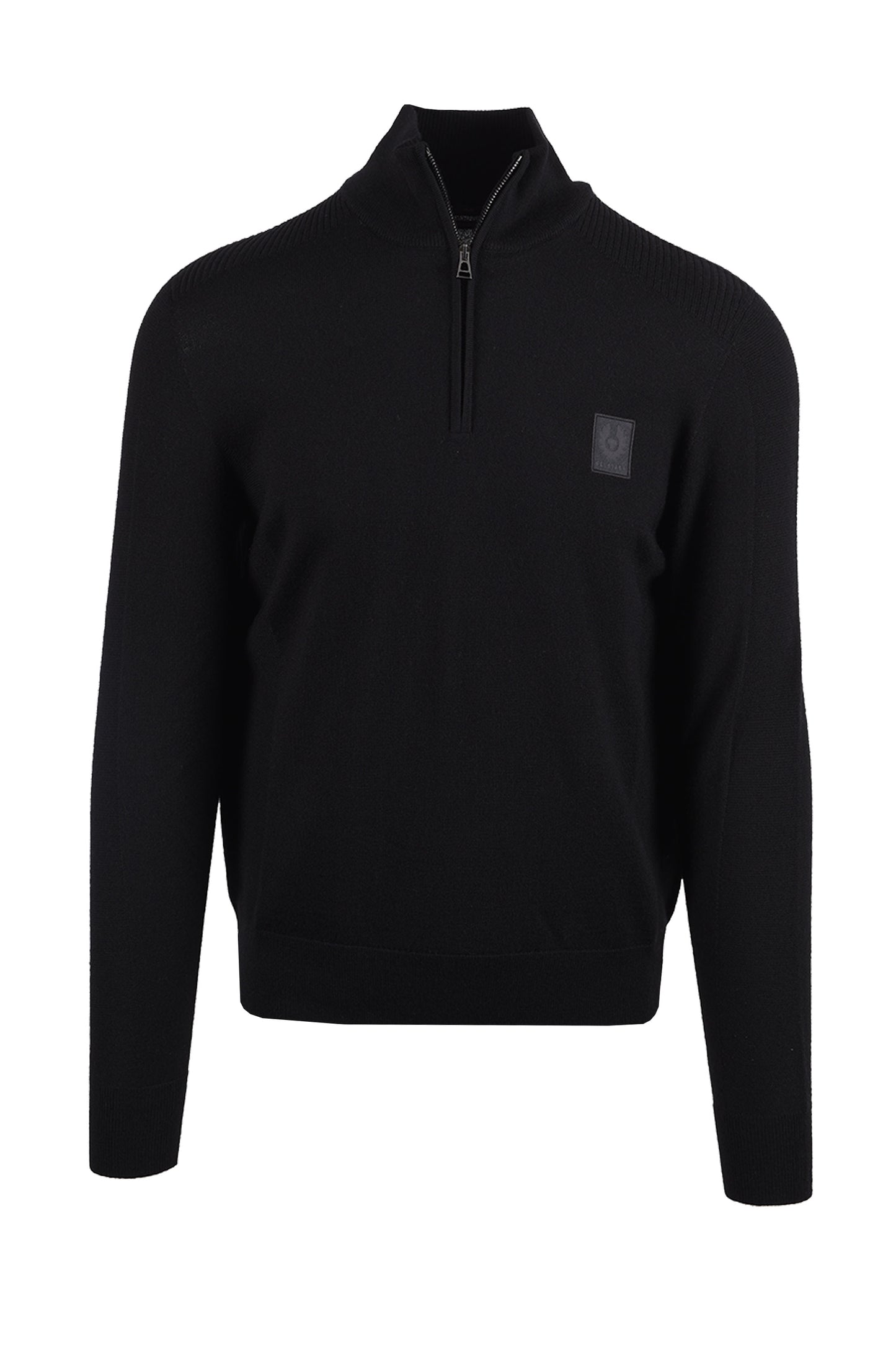 BELSTAFF COLDEN MERINO QUARTER ZIP BLACK Belstaff Michael Stewart Menswear  Knitwear