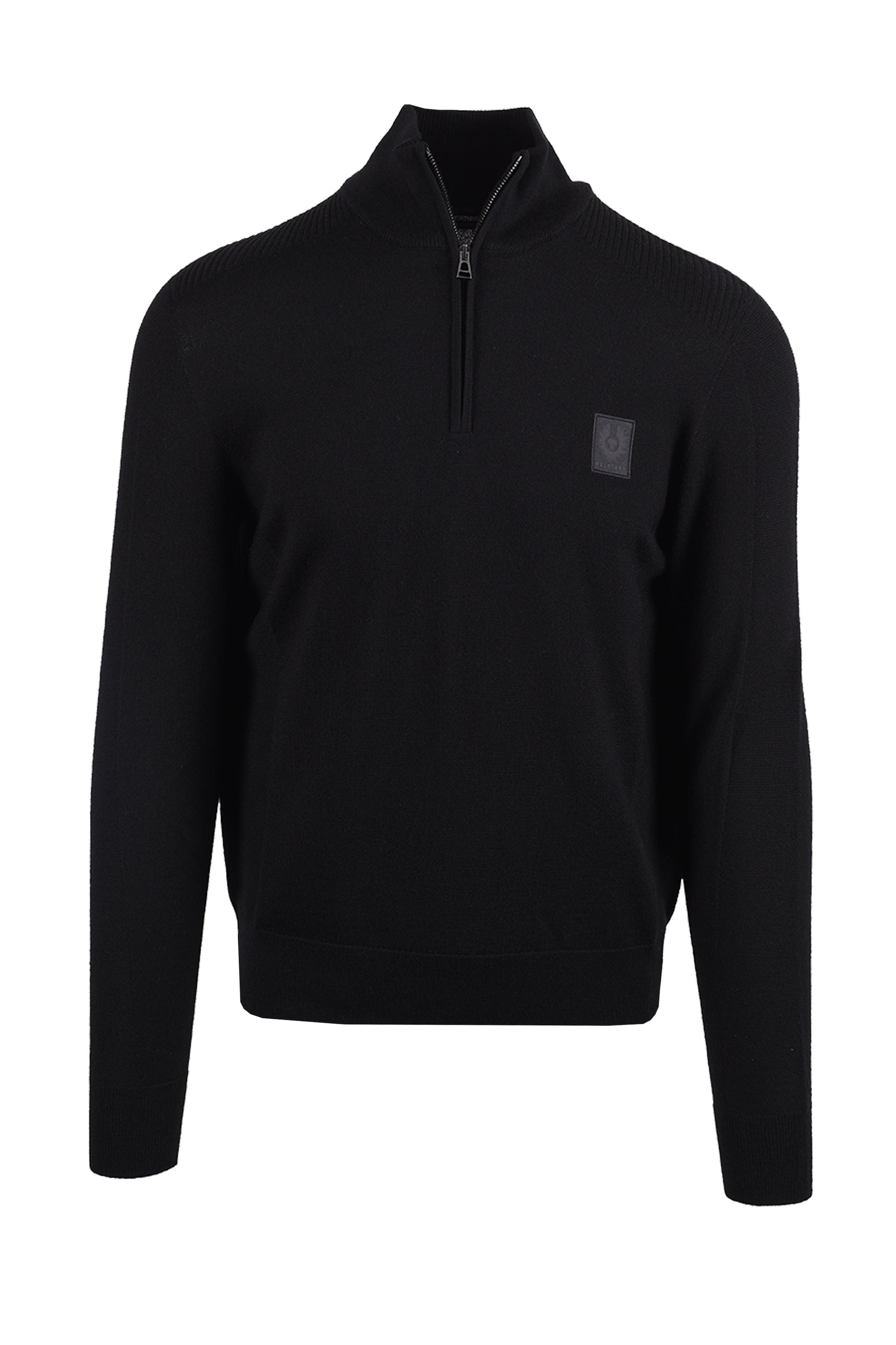 BELSTAFF COLDEN MERINO QUARTER ZIP BLACK Belstaff Michael Stewart Menswear  Knitwear