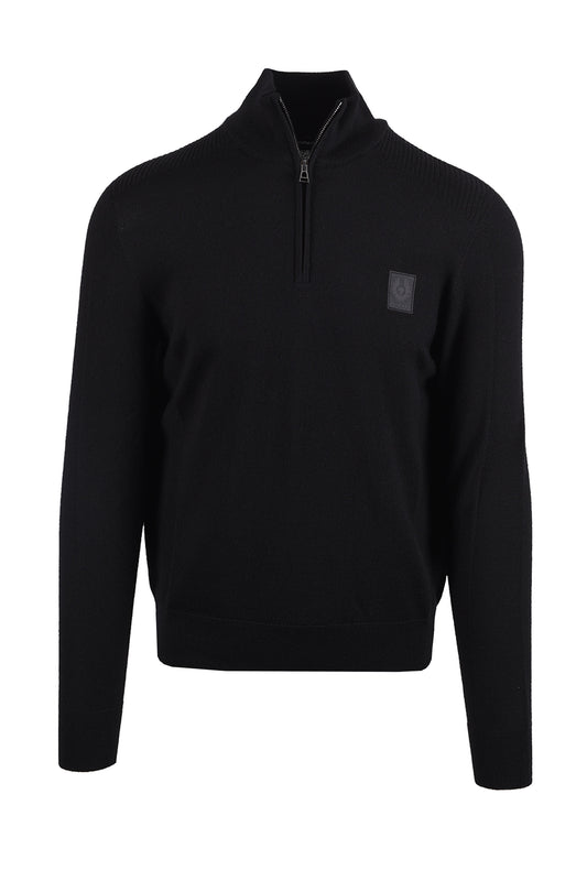 BELSTAFF COLDEN MERINO QUARTER ZIP BLACK Belstaff Michael Stewart Menswear  Knitwear