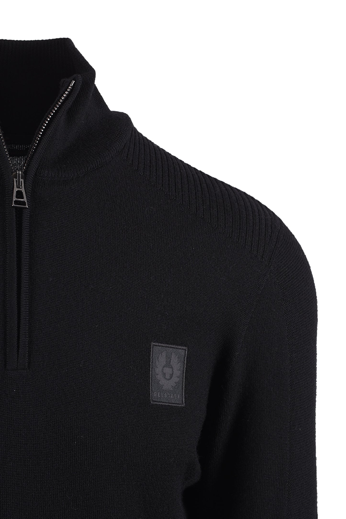 BELSTAFF COLDEN MERINO QUARTER ZIP BLACK Belstaff Michael Stewart Menswear  Knitwear