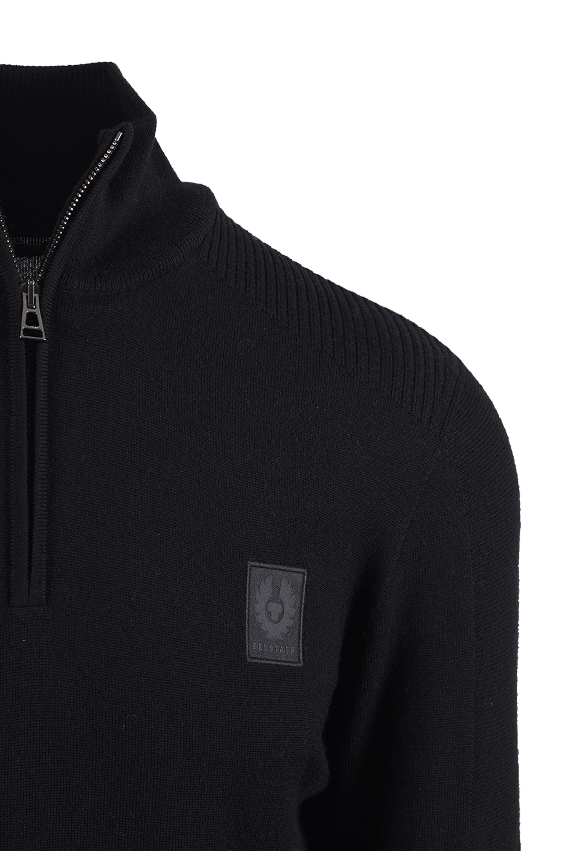 BELSTAFF COLDEN MERINO QUARTER ZIP BLACK Belstaff Michael Stewart Menswear  Knitwear