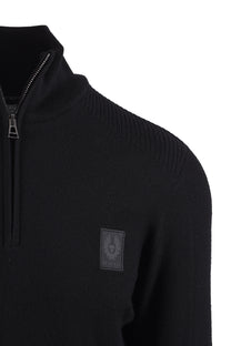 BELSTAFF COLDEN MERINO QUARTER ZIP BLACK Belstaff Michael Stewart Menswear  Knitwear
