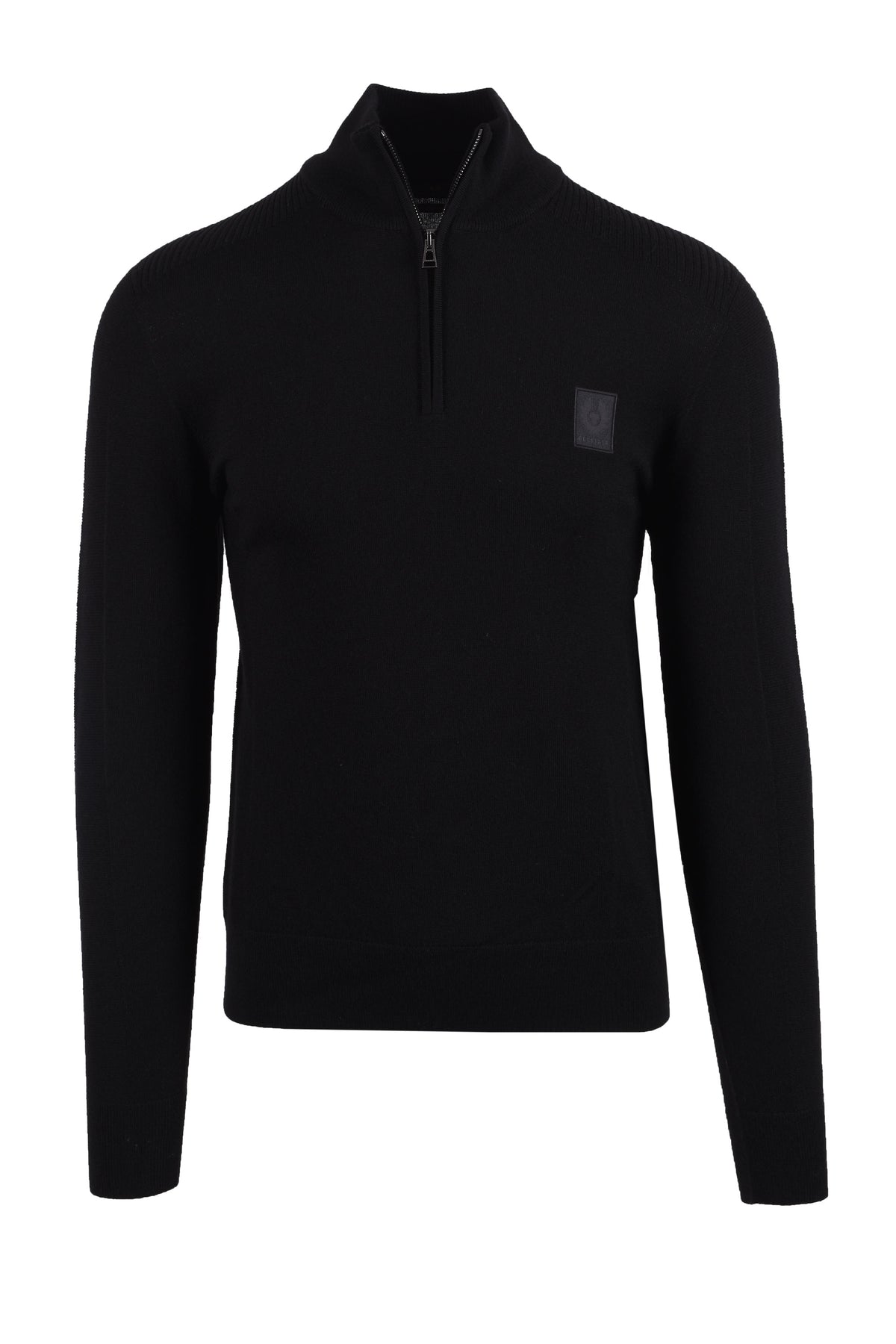 BELSTAFF COLDEN MERINO QUARTER ZIP BLACK Belstaff Michael Stewart Menswear  Knitwear