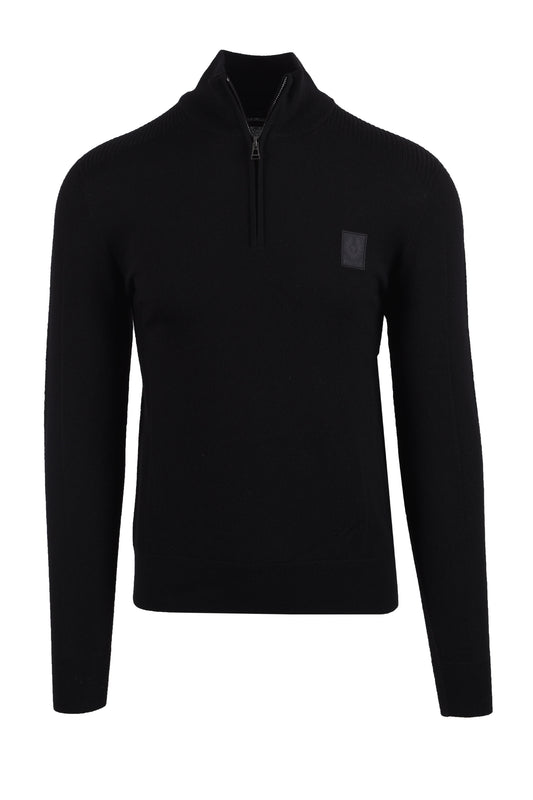 BELSTAFF COLDEN MERINO QUARTER ZIP BLACK Belstaff Michael Stewart Menswear  Knitwear