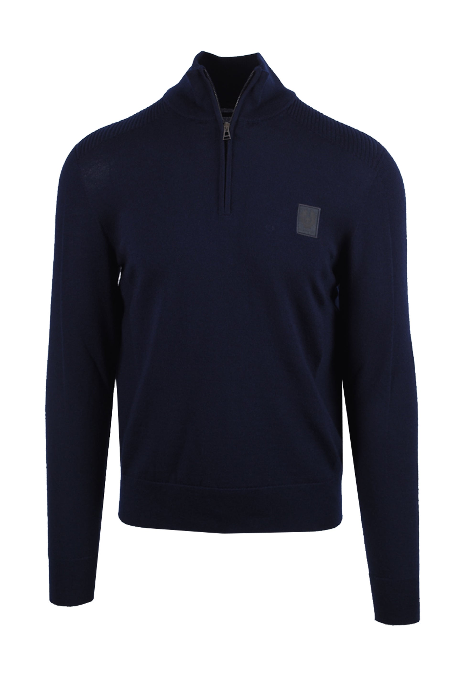 BELSTAFF COLDEN MERINO QUARTER ZIP DARK INK Belstaff Michael Stewart Menswear  Knitwear