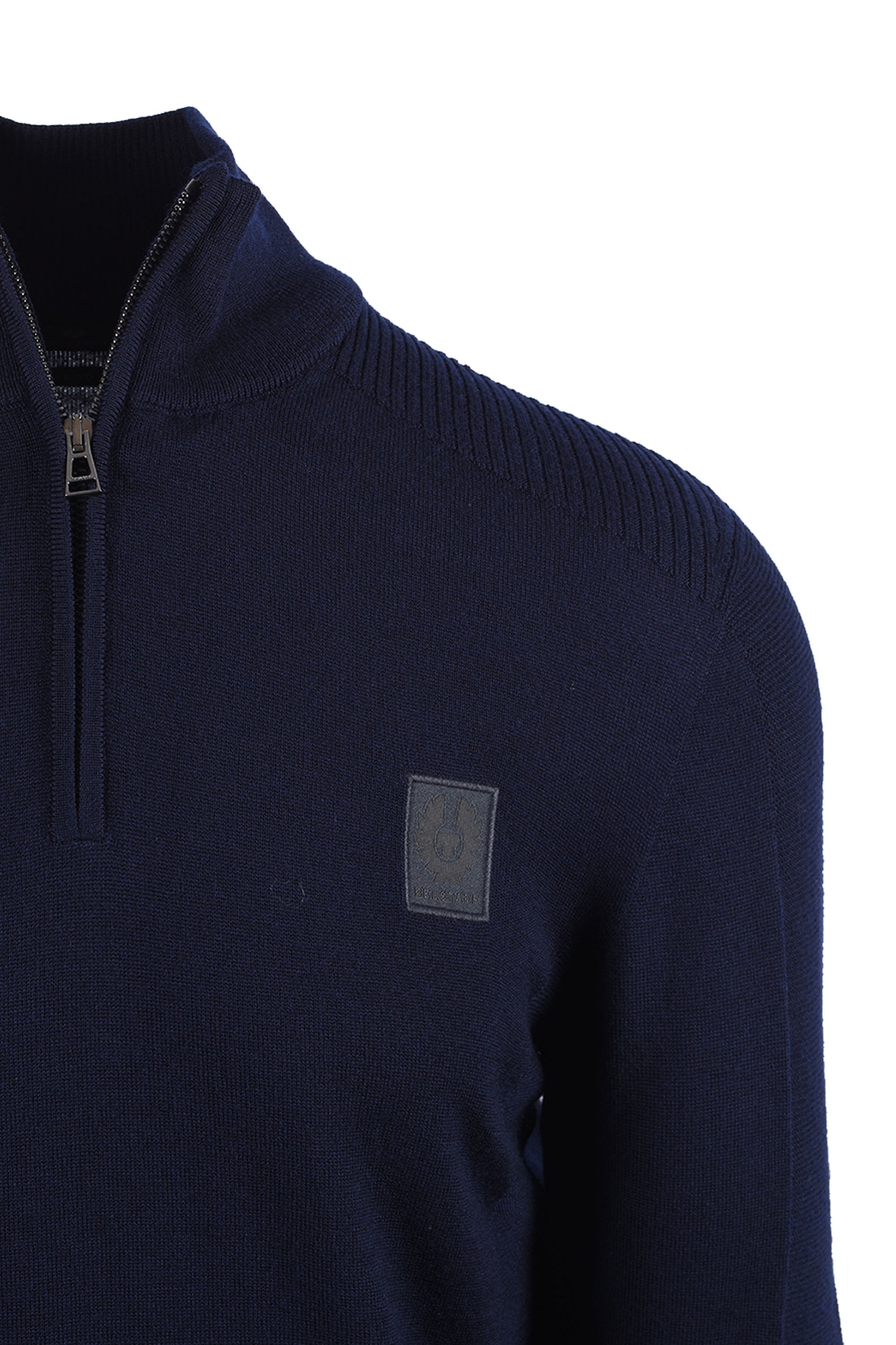 BELSTAFF COLDEN MERINO QUARTER ZIP DARK INK Belstaff Michael Stewart Menswear  Knitwear