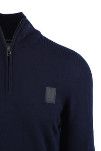 BELSTAFF COLDEN MERINO QUARTER ZIP DARK INK Belstaff Michael Stewart Menswear  Knitwear