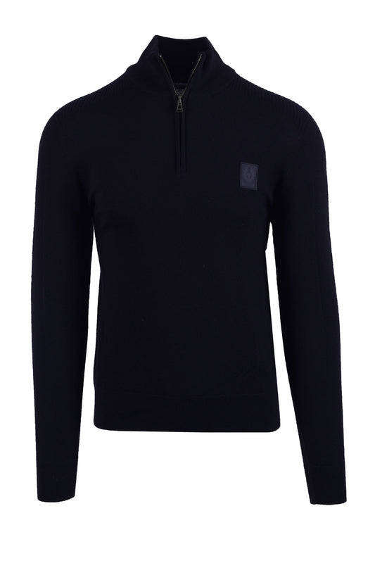 BELSTAFF COLDEN MERINO QUARTER ZIP DARK INK Belstaff Michael Stewart Menswear  Knitwear