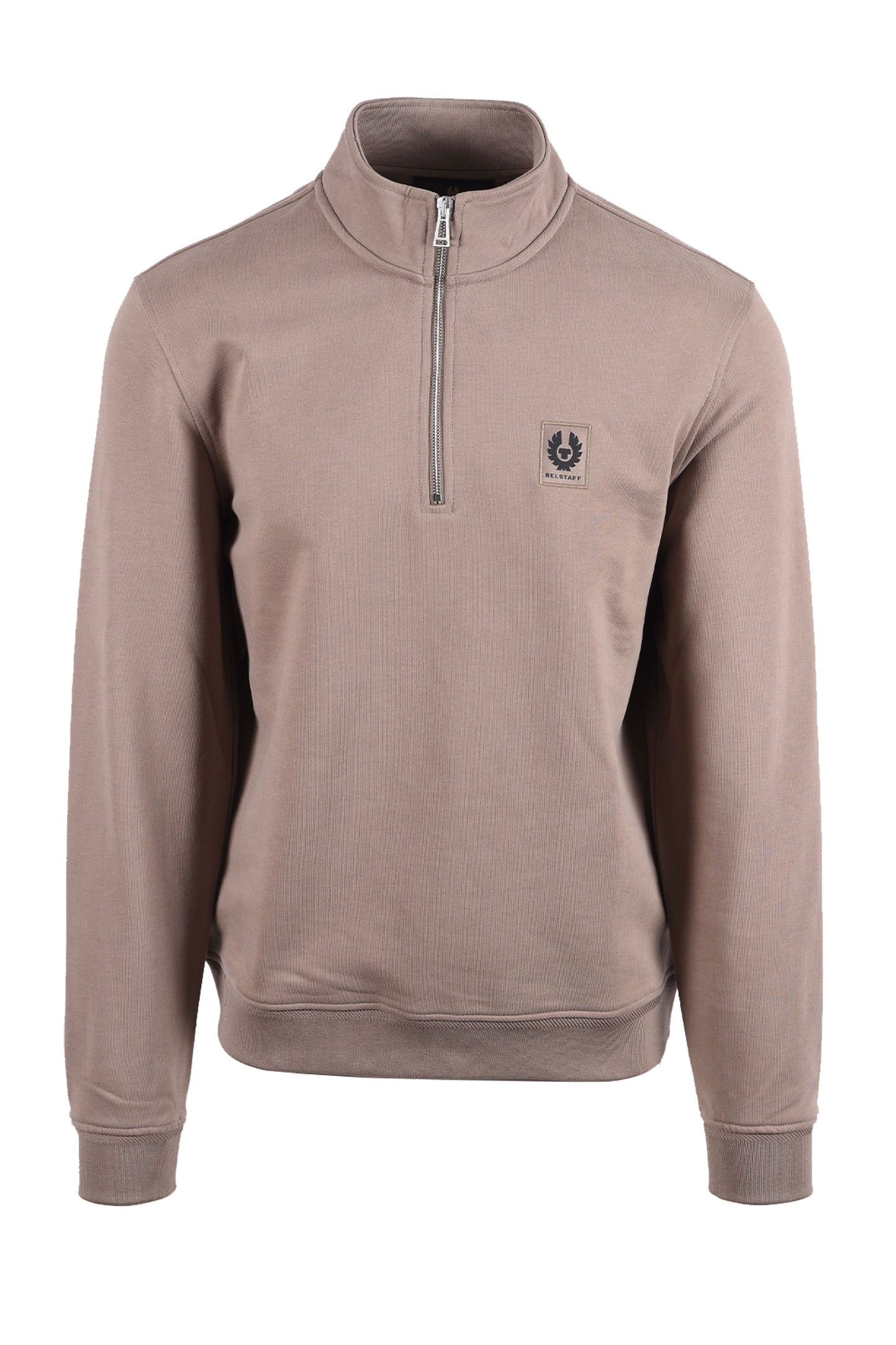 BELSTAFF HALF ZIP SWEATSHIRT DUSTY TAUPE Belstaff Michael Stewart Menswear  Knitwear