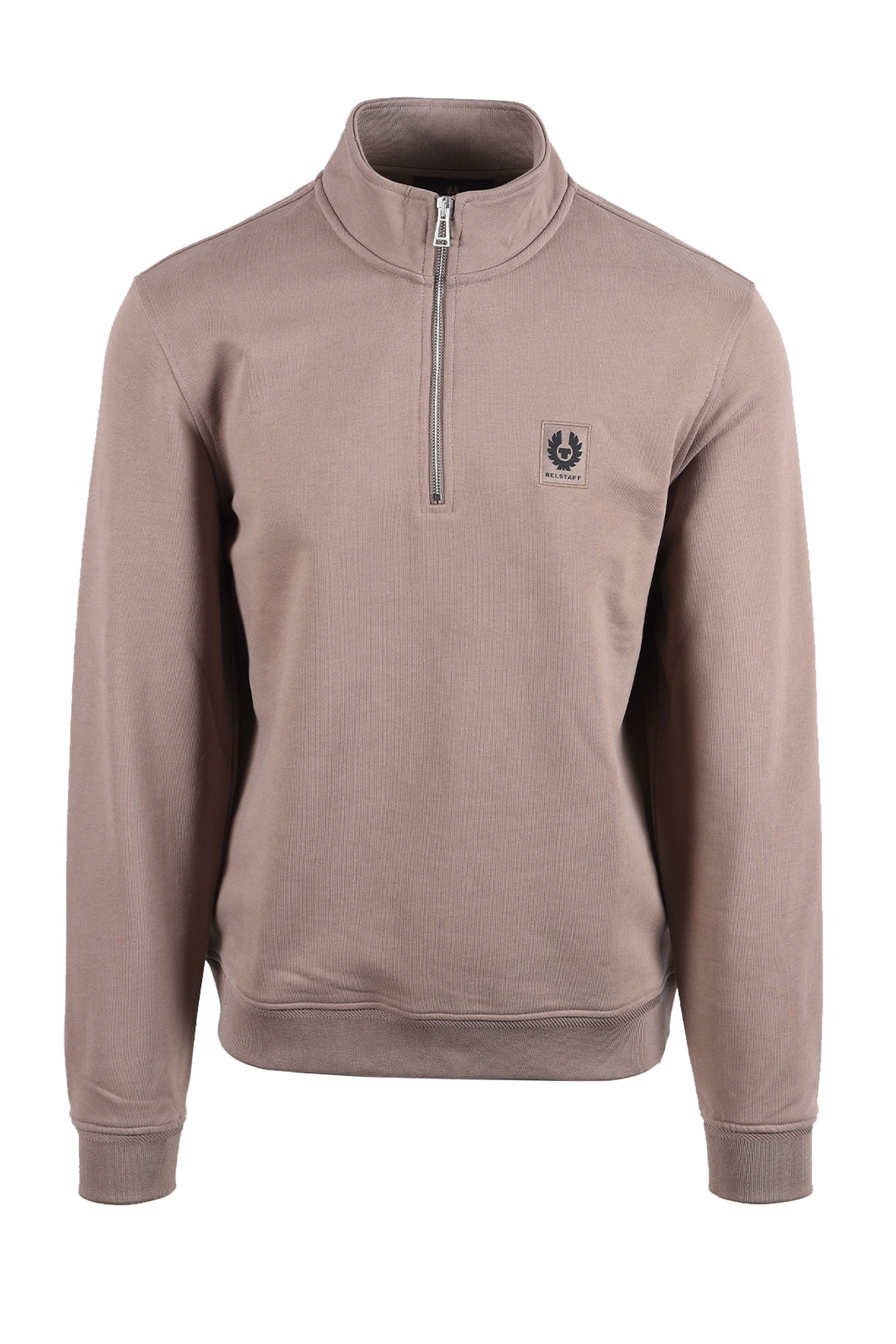 BELSTAFF HALF ZIP SWEATSHIRT DUSTY TAUPE Belstaff Michael Stewart Menswear  Knitwear