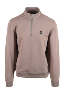 BELSTAFF HALF ZIP SWEATSHIRT DUSTY TAUPE Belstaff Michael Stewart Menswear  Knitwear