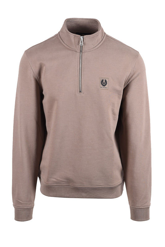 BELSTAFF HALF ZIP SWEATSHIRT DUSTY TAUPE Belstaff Michael Stewart Menswear  Knitwear