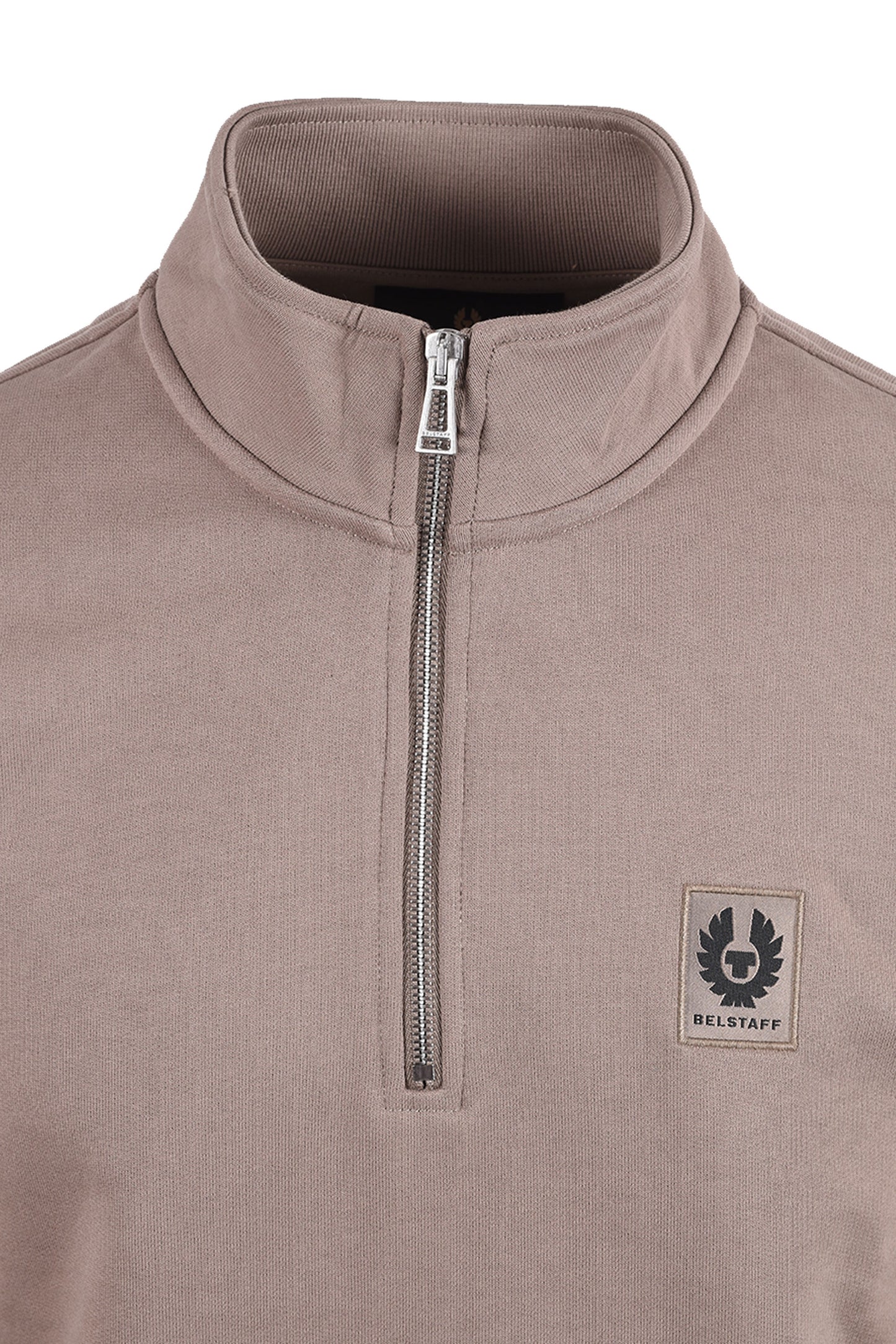 BELSTAFF HALF ZIP SWEATSHIRT DUSTY TAUPE Belstaff Michael Stewart Menswear  Knitwear