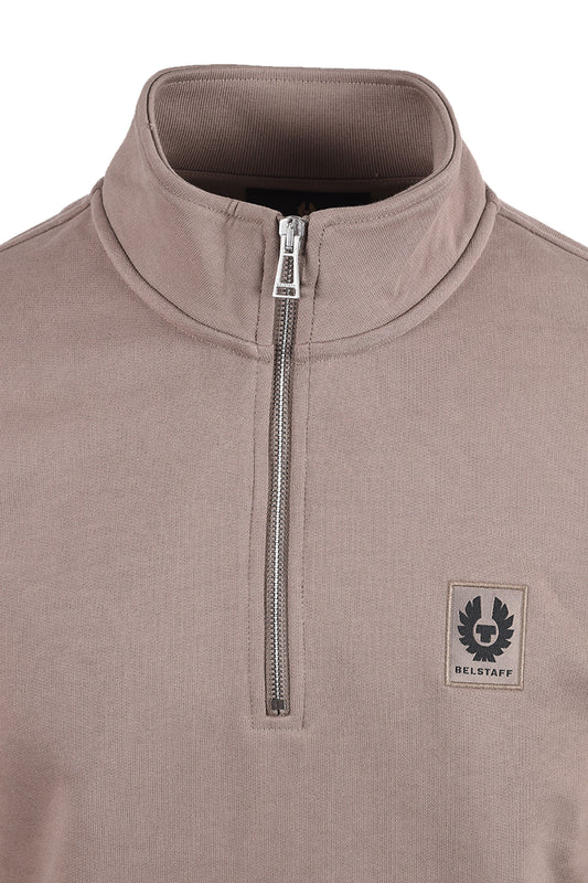 BELSTAFF HALF ZIP SWEATSHIRT DUSTY TAUPE Belstaff Michael Stewart Menswear  Knitwear