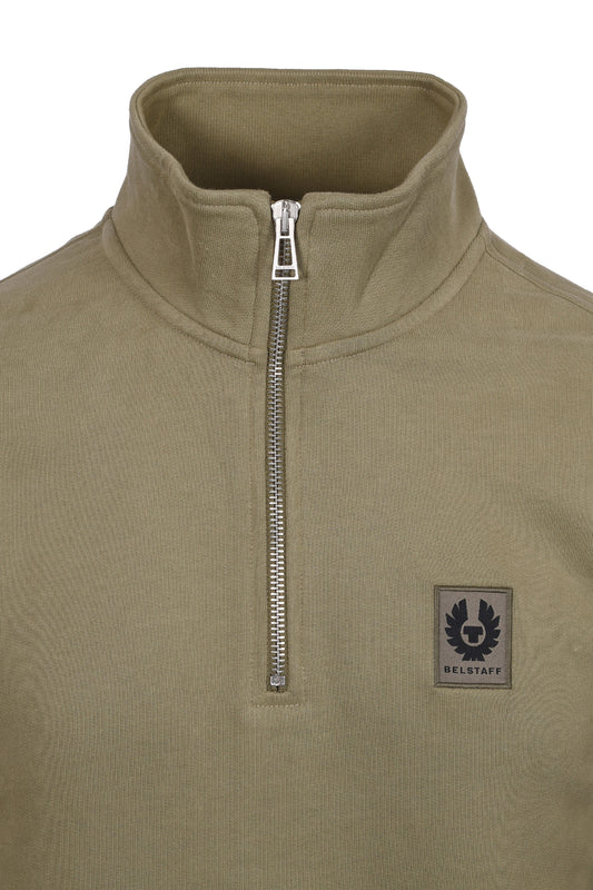 BELSTAFF HALF ZIP SWEATSHIRT FATIGUE GREEN