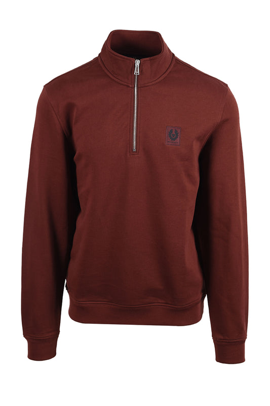 BELSTAFF HALF ZIP SWEATSHIRT OXBLOOD Belstaff Michael Stewart Menswear  Knitwear