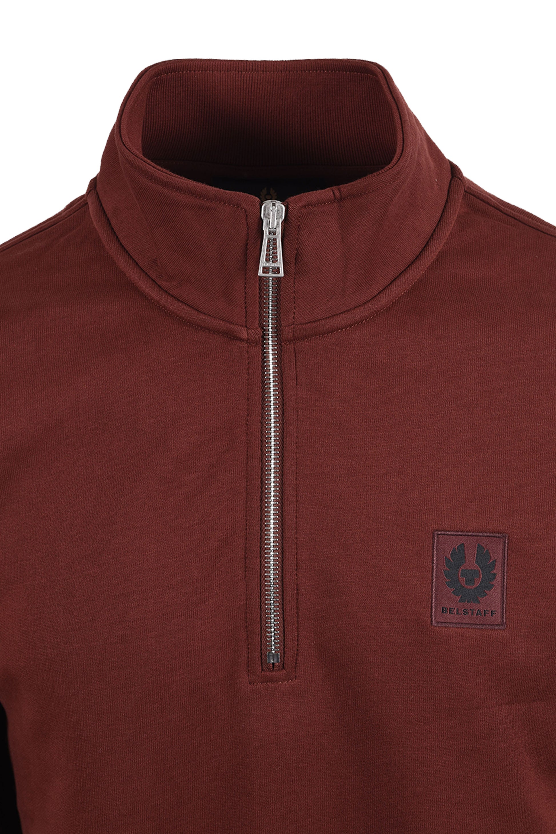 BELSTAFF HALF ZIP SWEATSHIRT OXBLOOD Belstaff Michael Stewart Menswear  Knitwear