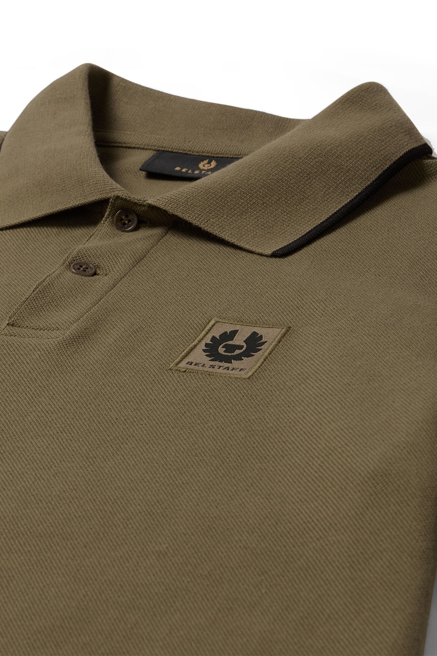 BELSTAFF TIPPED POLO KHAKI GREEN Belstaff Michael Stewart Menswear  Polo Shirts