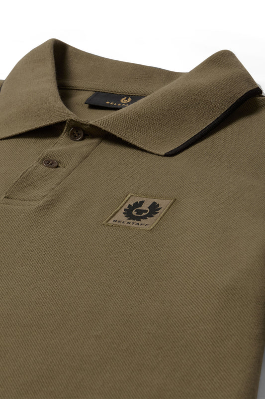 BELSTAFF TIPPED POLO KHAKI GREEN Belstaff Michael Stewart Menswear  Polo Shirts