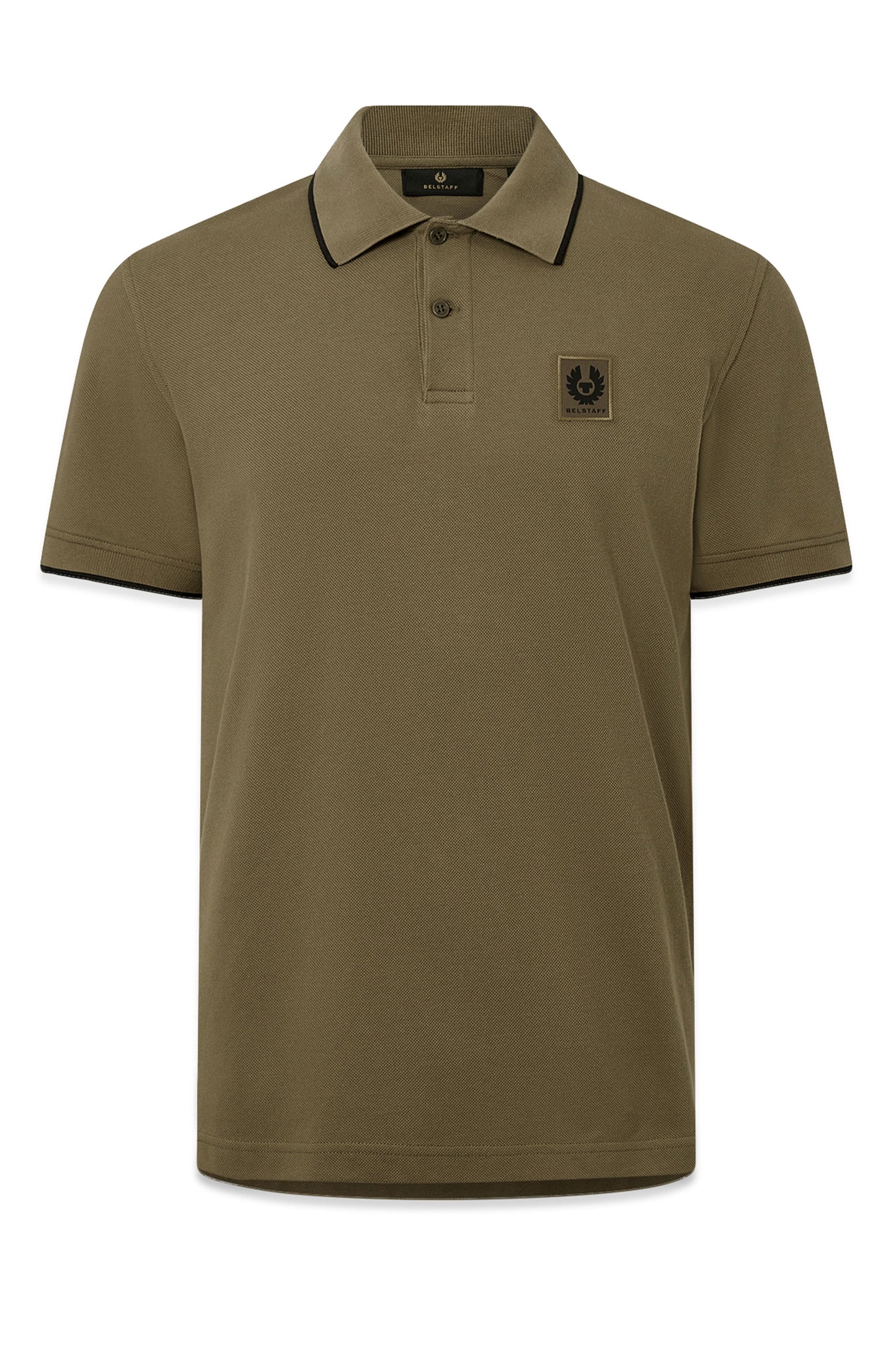 BELSTAFF TIPPED POLO KHAKI GREEN Belstaff Michael Stewart Menswear  Polo Shirts
