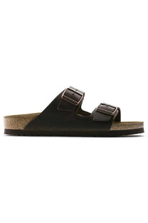 Brown BIRKENSTOCK sandal with a strap on a white background