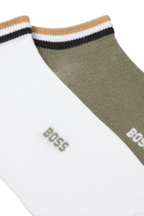 Boss Black 2 Pack Uni Stripe Socks White/Green Boss Black