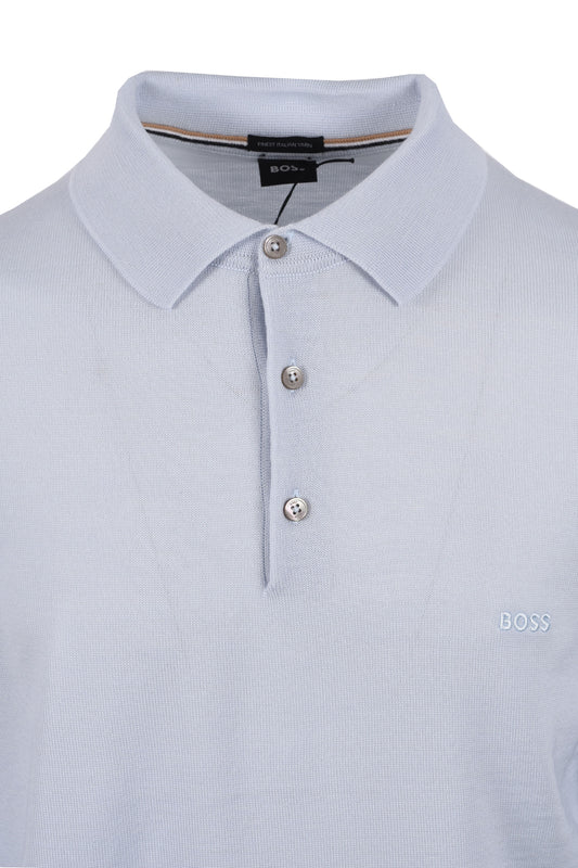 BOSS BLACK BONO-L LONG SLEEVED SHIRT POLO OPEN BLUE