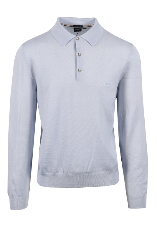 BOSS BLACK BONO-L LONG SLEEVED SHIRT POLO OPEN BLUE