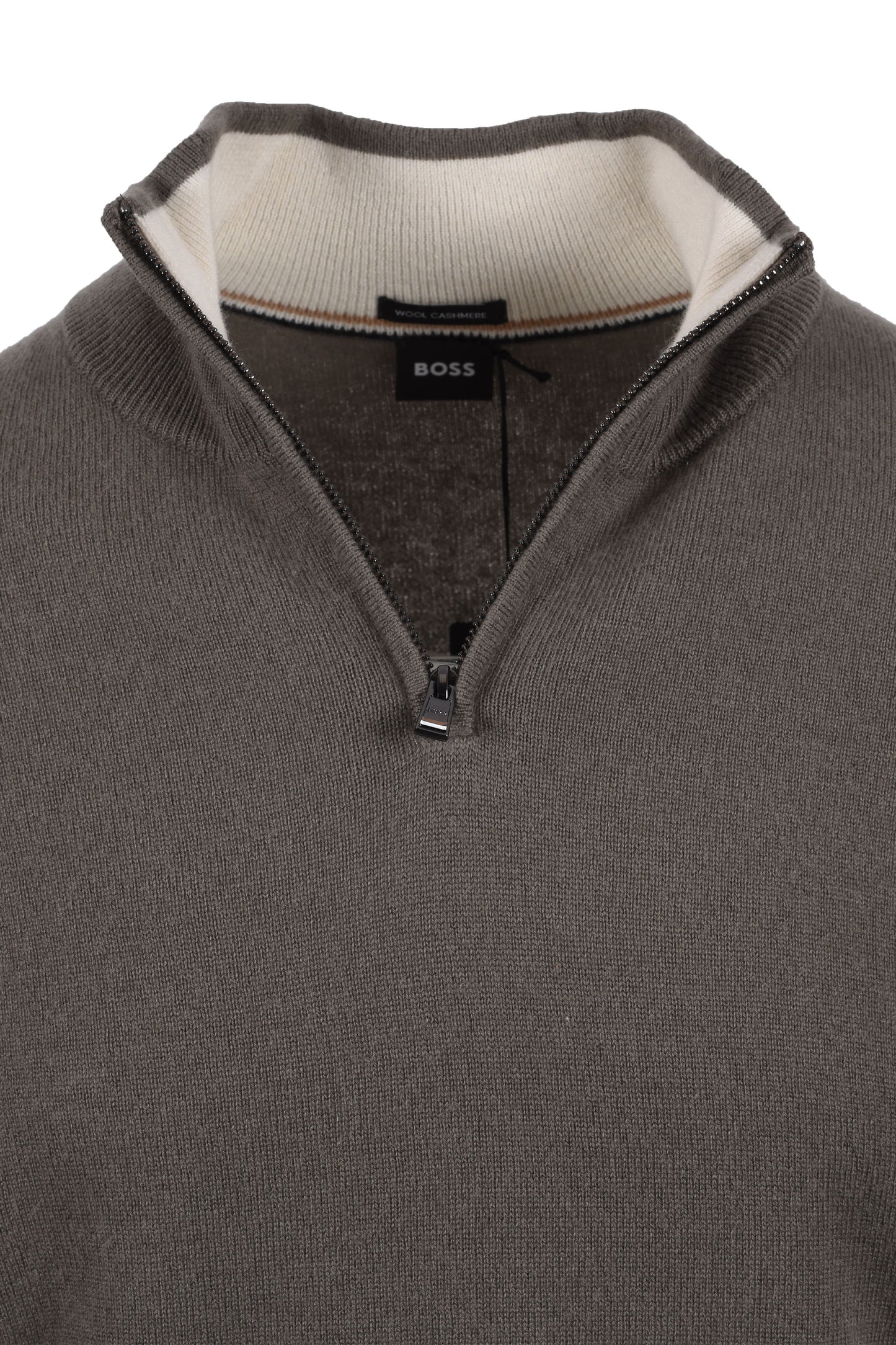 BOSS BLACK HEMARLO HALF ZIP KNITWEAR OPEN BROWN