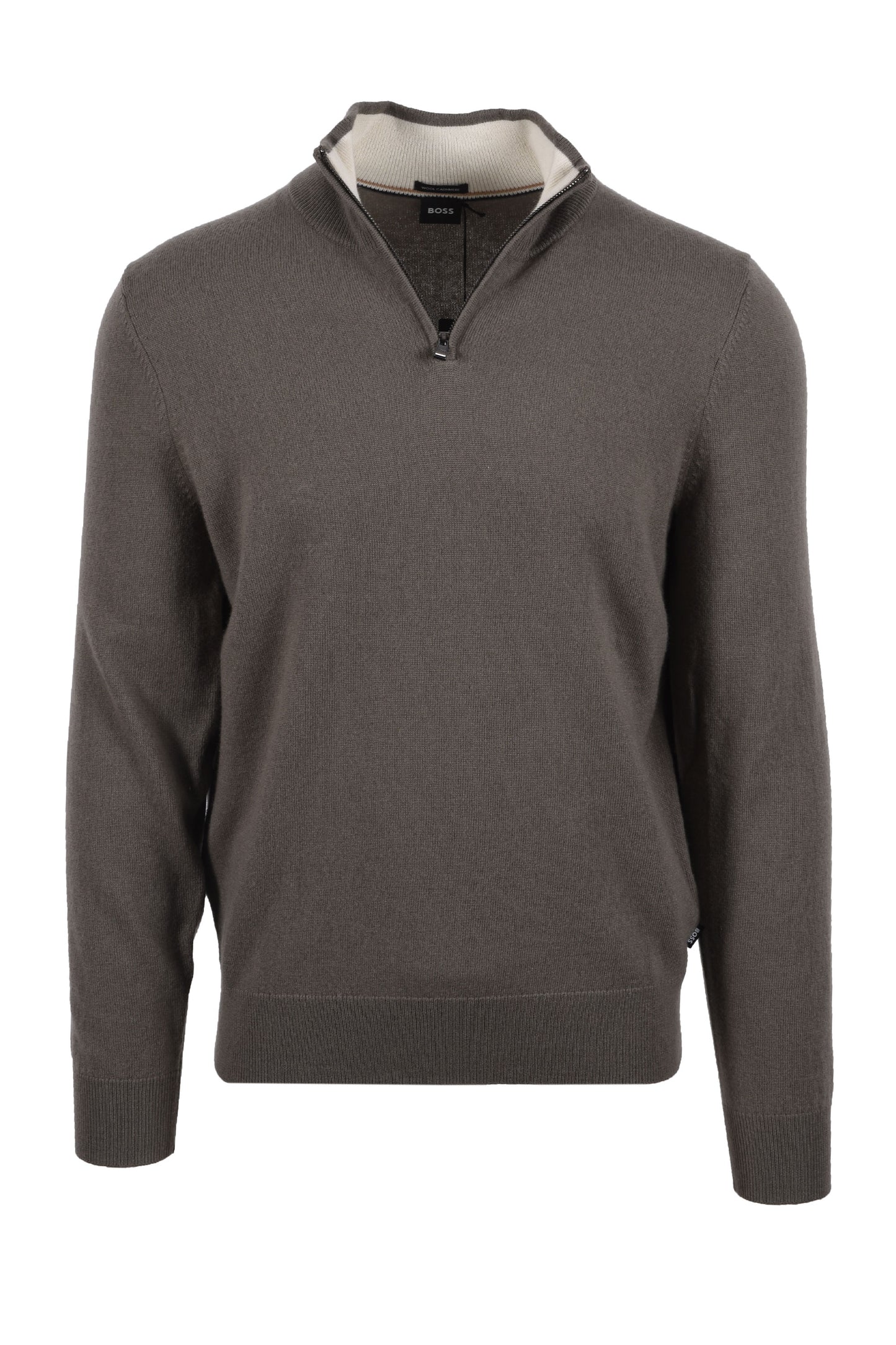 BOSS BLACK HEMARLO HALF ZIP KNITWEAR OPEN BROWN