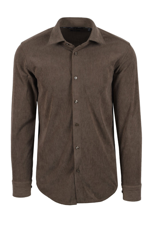 BOSS BLACK KENT CORDUROY SHIRT OPEN BROWN