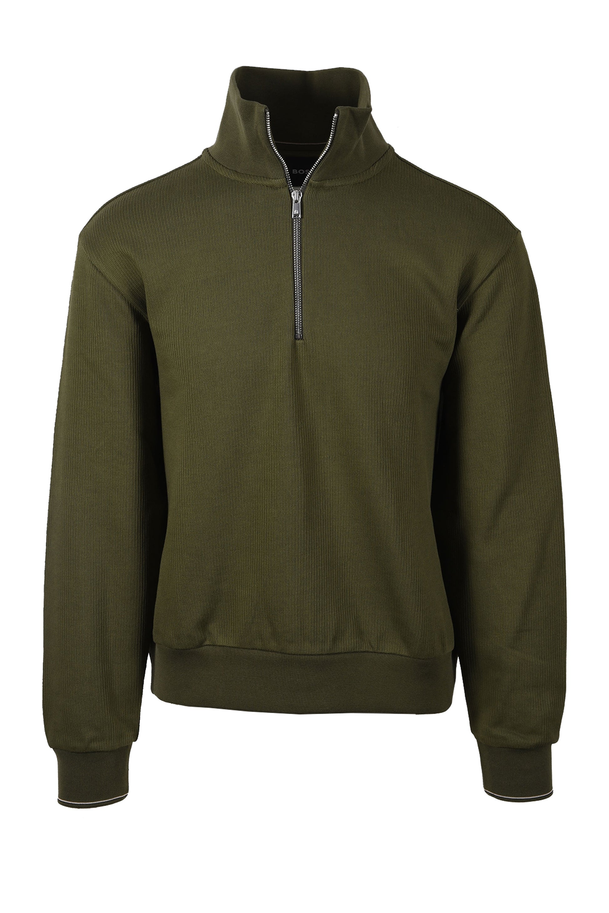 BOSS BLACK SEIDLER 55 HALF ZIP SWEATSHIRT GREEN Boss Black Michael Stewart Menswear  Sweatshirts