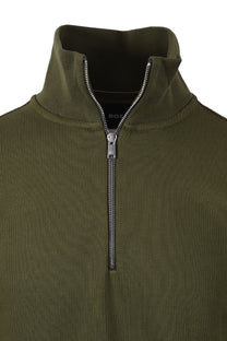 BOSS BLACK SEIDLER 55 HALF ZIP SWEATSHIRT GREEN Boss Black Michael Stewart Menswear  Sweatshirts