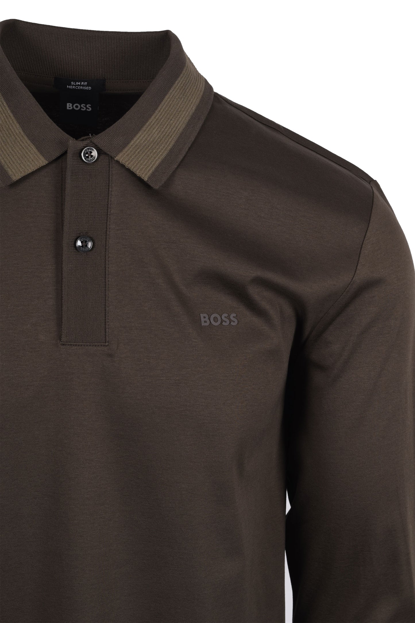 Boss Black Pleins Long Sleeve Polo Open Green