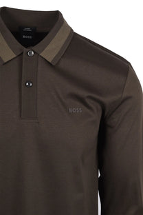 Boss Black Pleins Long Sleeve Polo Open Green Boss Black