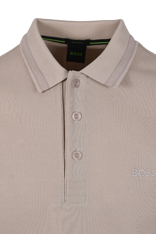 BOSS Green Paddy Polo Shirt Open Beige