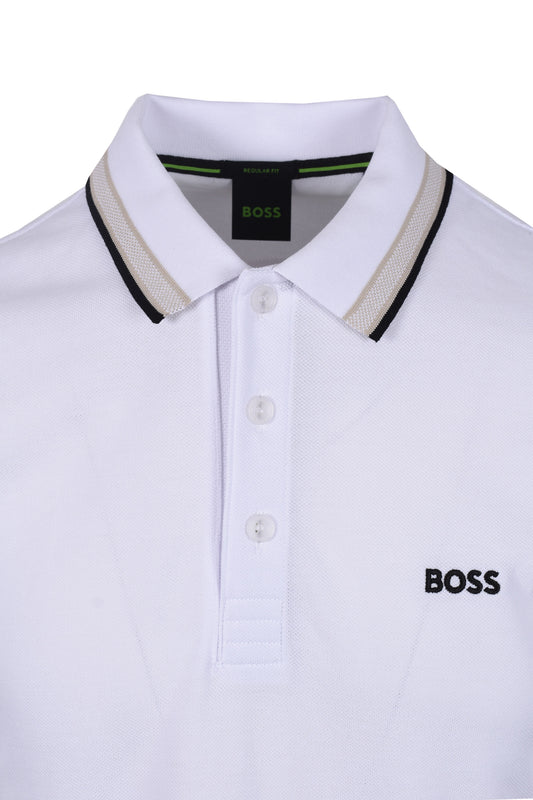 BOSS Green Paddy Polo Shirt White