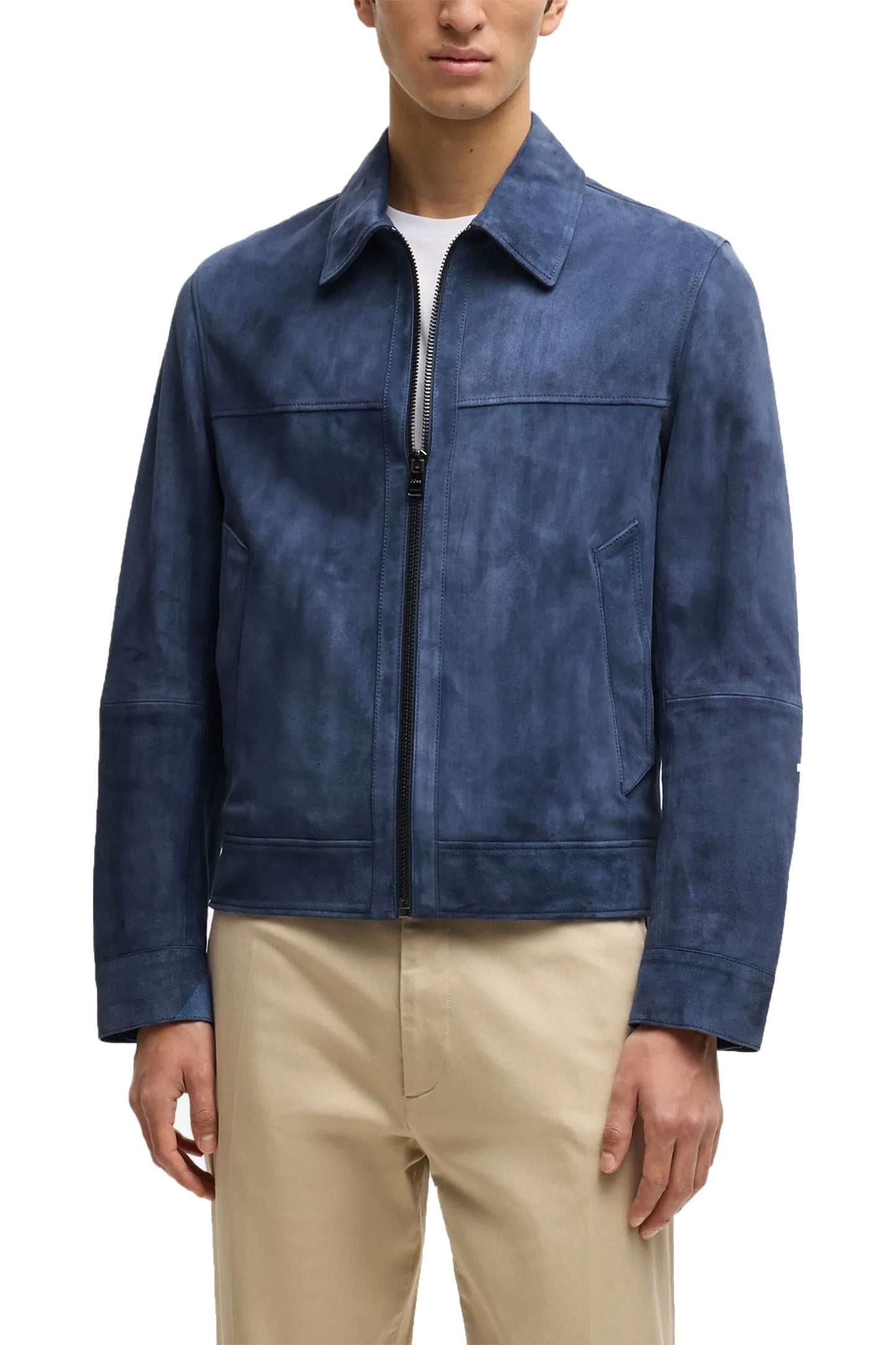 Boss Black H-Malbano 5 Suede Jacket Medium Blue