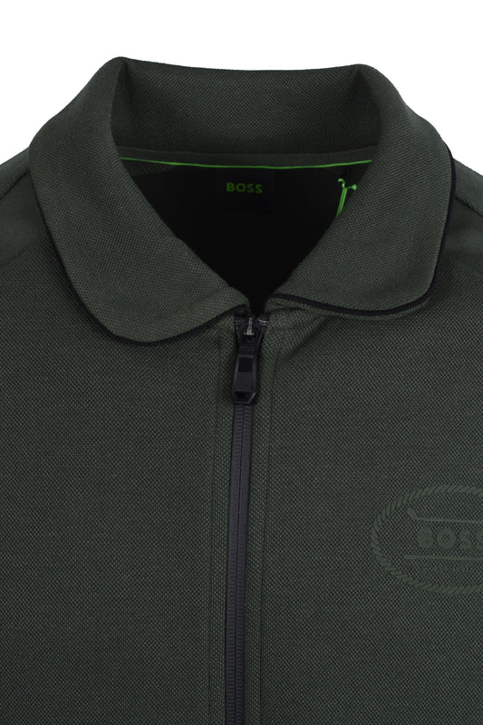 Boss Green Seth Heritage Full Zip Knitwear Open Green
