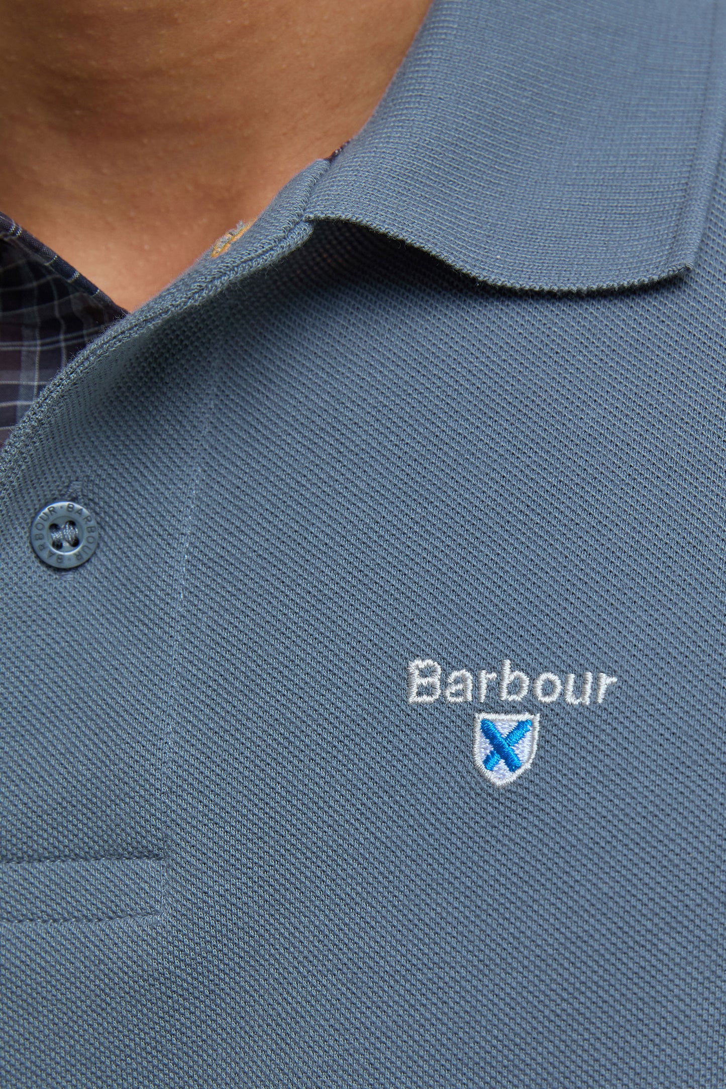 Barbour Tartan Pique Polo Blue Stone