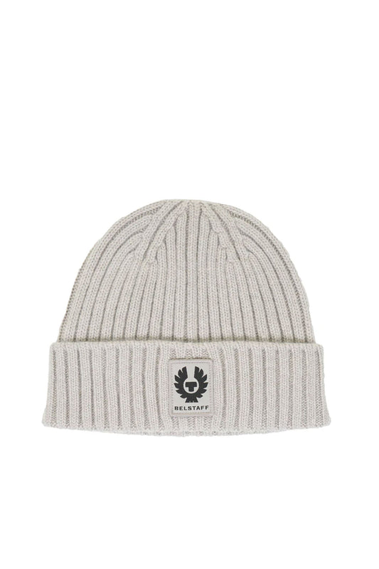 Belstaff Watch Hat With Patch Cement Grey