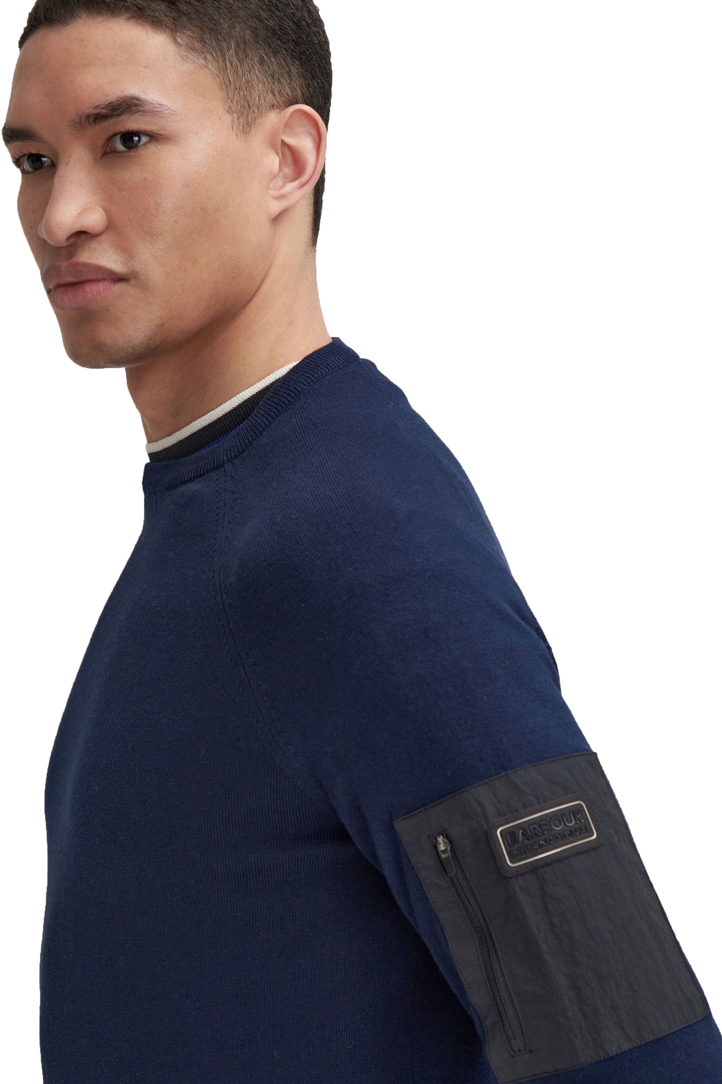 BARBOUR INTERNATIONAL BLADES CREW NECK JUMPER NAVY