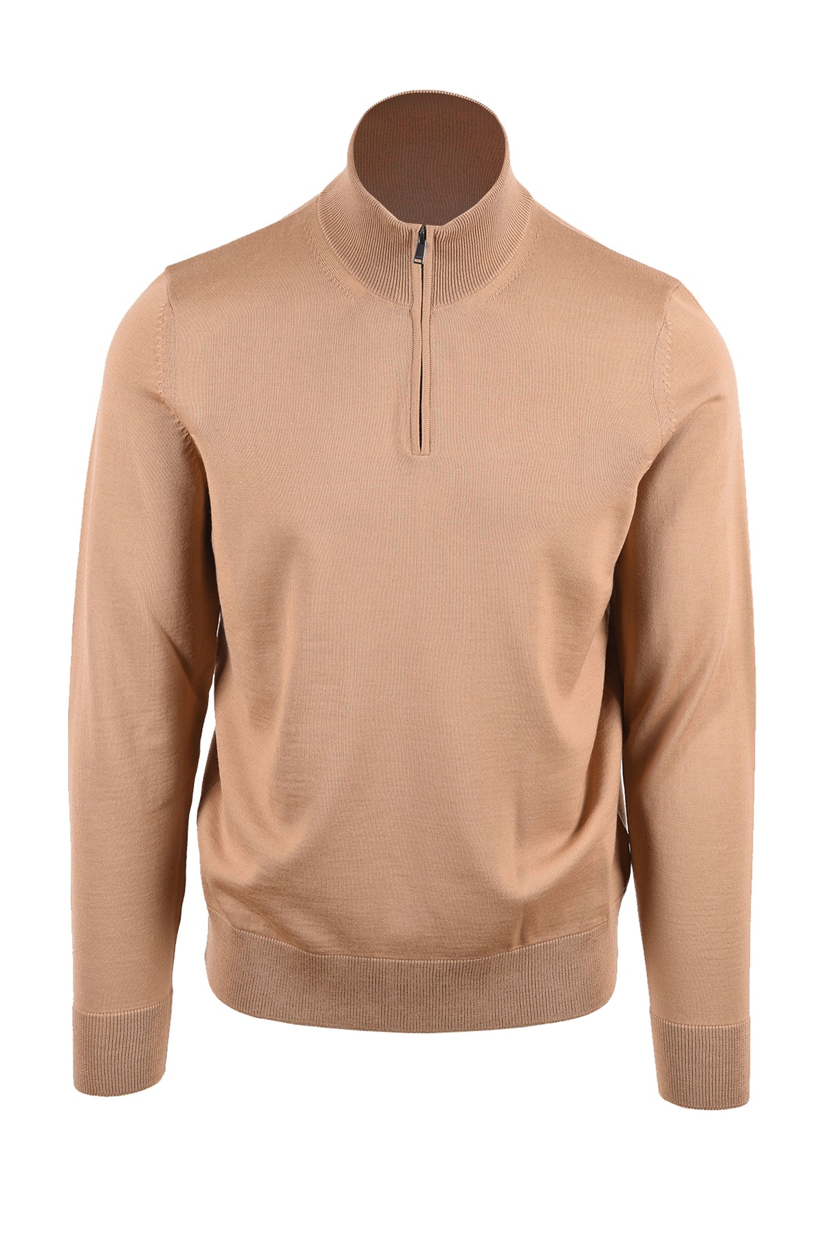 Boss Black BOSS H EBENJI HALF ZIP KNITWEAR MEDIUM BEIGE Boss Black Michael Stewart Menswear