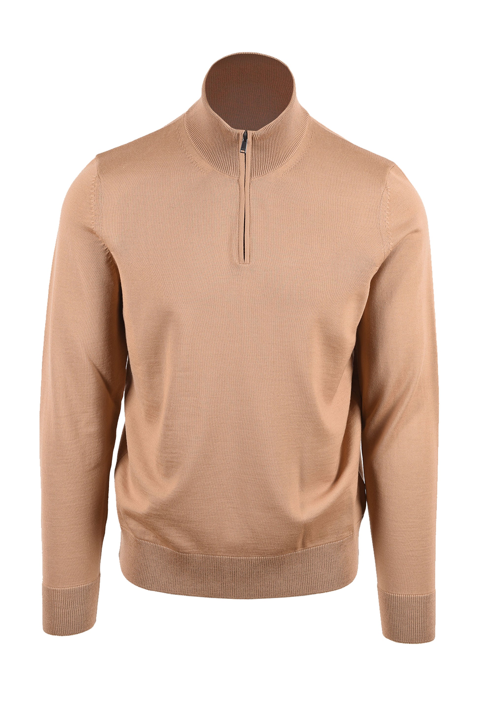 Boss Black BOSS H EBENJI HALF ZIP KNITWEAR MEDIUM BEIGE Boss Black Michael Stewart Menswear