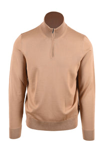 Boss Black BOSS H EBENJI HALF ZIP KNITWEAR MEDIUM BEIGE Boss Black Michael Stewart Menswear