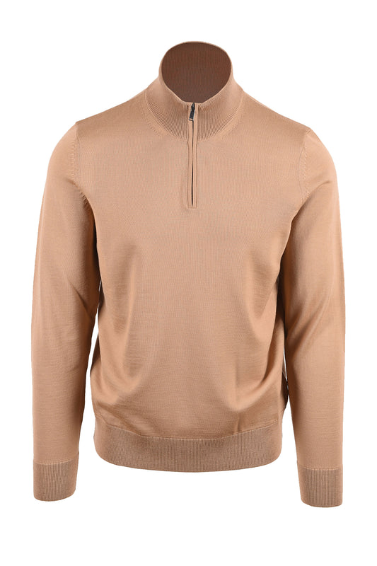 Boss Black BOSS H EBENJI HALF ZIP KNITWEAR MEDIUM BEIGE Boss Black Michael Stewart Menswear