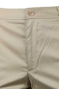 Close up picture of the button and fly closure on a pair of Boss black C Kent straight fit trousers.