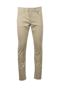 Beige Boss trousers on a white background