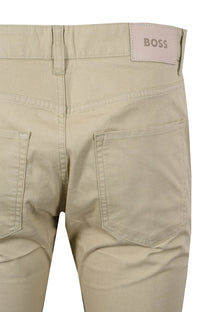 Beige Boss trousers with a visible 'BOSS' brand label on a white background